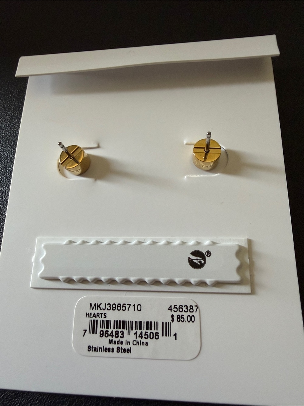 Michael Kors Gold Heart Crystal Border Stud Earrings - Picture 4 of 4